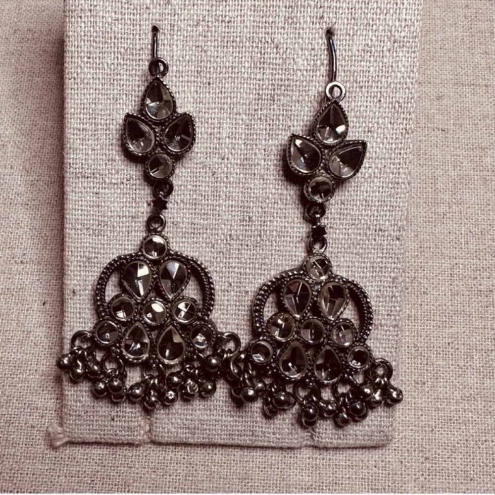Kundan Silver Earrings - Picture 6 of 8